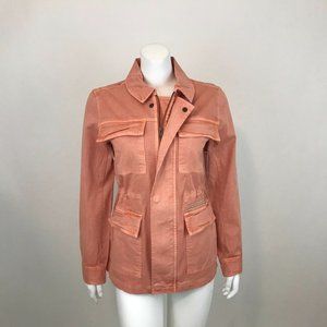 Caslon Metallic Stitch Utility Jacket Coral XS